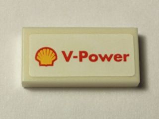 3069pb0345 - Tile 1 x 2 with Shell Logo and 'V-Power' Pattern (Sticker) - Set 40195
