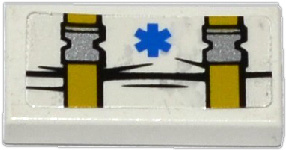 3069pb0375 - Tile 1 x 2 with EMT Star of Life and 2 Fastening Straps with Clips Pattern (Sticker) - Set 60086