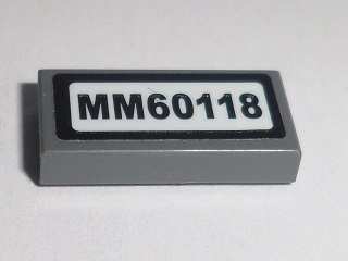 3069pb0483 - Tile 1 x 2 with 'MM60118' Pattern (Sticker) - Set 60118