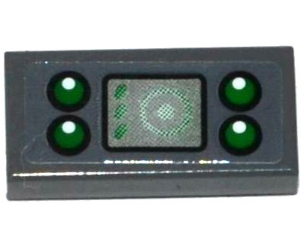 3069pb0510 - Tile 1 x 2 with Radar Screen and 4 Green Lights Pattern (Sticker) - Set 70601