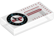 3069pb0588 - Tile 1 x 2 with Compass and Red Scale Pattern