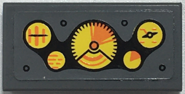 3069pb0597 - Tile 1 x 2 with Yellow Gauges Pattern (Sticker) - Set 76034