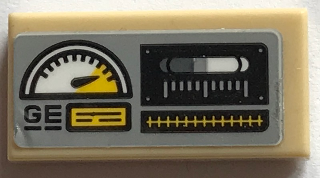 3069pb0652 - Tile 1 x 2 with Dials and Graphs on Light Bluish Gray Background Pattern (Sticker) - Set 70913