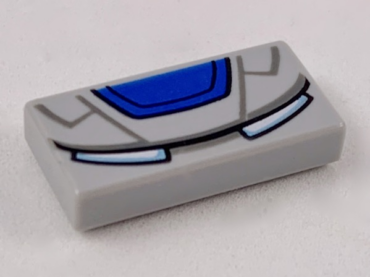 3069pb0707 - Tile 1 x 2 with Blue Trapezoid and Metallic Light Blue Eyes (Iron Man Forehead) Pattern