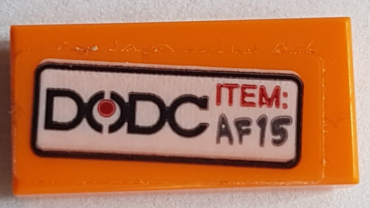 3069pb0732 - Tile 1 x 2 with 'DODC' and 'ITEM: AF15' Pattern (Sticker) - Set 76082