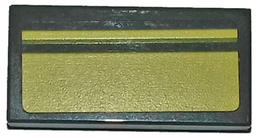 3069pb0772 - Tile 1 x 2 with Double Yellow Stripes Pattern (Sticker) - Set 75877