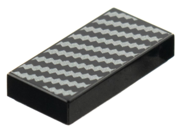 3069pb0806 - Tile 1 x 2 with Silver Diagonal Zigzag Lines Pattern