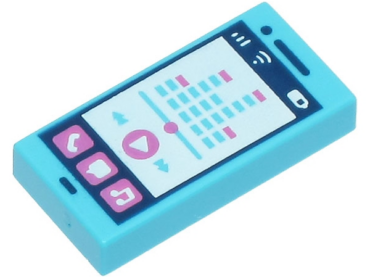 3069pb0854 - Tile 1 x 2 with Smartphone, Phone, Speech Bubble, Note, Play Button, Signal Strength and Battery Level Pattern