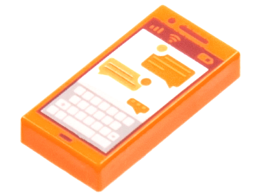 3069pb0864 - Tile 1 x 2 with Cell Phone / Smartphone Screen with Keyboard and Text Messages Pattern