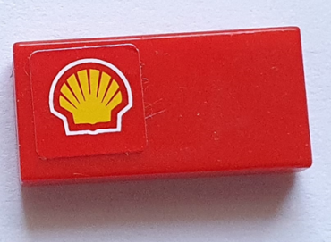 3069pb0927L - Tile 1 x 2 with Shell Logo Pattern Model Left Side (Sticker) - Sets 8153 / 8155