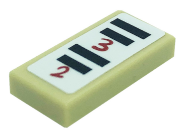 3069pb0975 - Tile 1 x 2 with Black Stripes and Red Numbers 2 and 3 Pattern (Sticker) - Set 41379