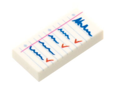 3069pb0990 - Tile 1 x 2 with Notepad with Blue List and Red Check Marks Pattern