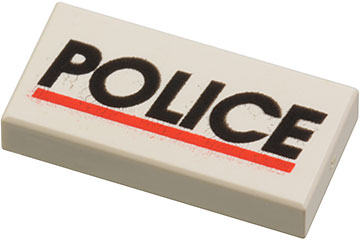 3069px29 - Tile 1 x 2 with 'POLICE' Red Line Pattern