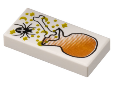 3069px41 - Tile 1 x 2 with HP Spider, Bone, and Bag Pattern