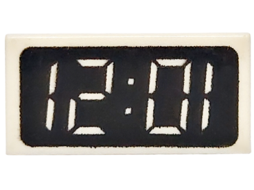 3069px5 - Tile 1 x 2 with Digital Clock with '12:01' / '10:21' on Black Background Pattern