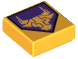 3070pb108 - Tile 1 x 1 with Bright Light Orange Bull on Dark Purple Pentagonal Shield Pattern