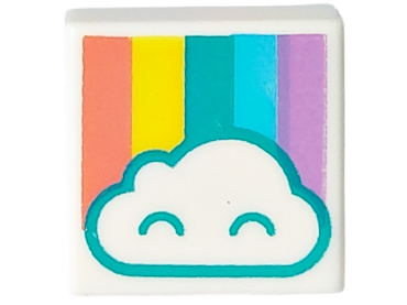 3070pb134 - Tile 1 x 1 with Cloud and Pastel Rainbow Pattern