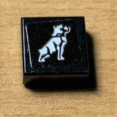 3070pb179 - Tile 1 x 1 with White Dog / Bulldog Pattern (Sticker) - Set 42078