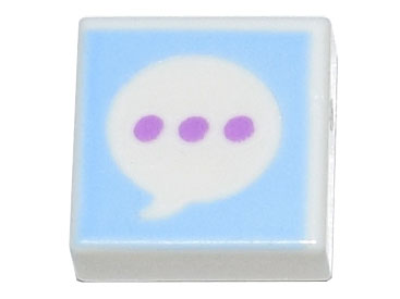 3070pb191 - Tile 1 x 1 with Medium Lavender Ellipsis in Speech Bubble on Bright Light Blue Background Pattern