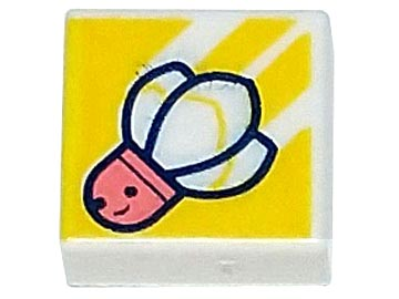 3070pb247 - Tile 1 x 1 with Coral Badminton Shuttlecock with Face on Yellow Background with Diagonal Stripes Pattern