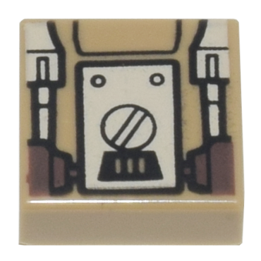 3070pb346 - Tile 1 x 1 with White and Dark Brown SW Mark IV Architect Droid Back Panel Pattern (Professor Huyang)