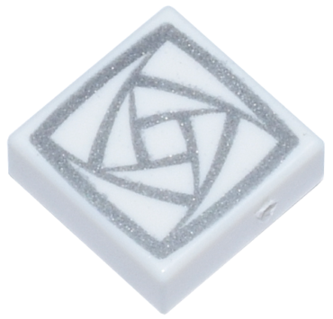 3070pb347 - Tile 1 x 1 with Silver Rotating Squares Pattern