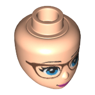 30877 - Mini Doll, Head Friends with Blue Eyes, Glasses with Copper Frames, Pink Lips with Closed Mouth Smile Pattern