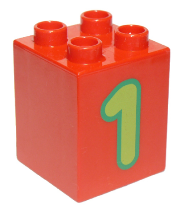 31110pb073 - Duplo, Brick 2 x 2 x 2 with Number 1 Lime Pattern