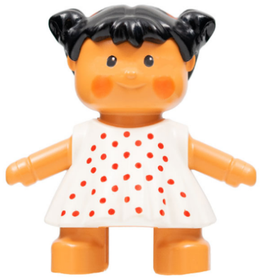 31312pb04 - Duplo Figure Doll, Marie's Baby, White Dress with Red Dots