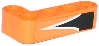 32140pb10 - Technic, Liftarm, Modified Bent Thick L-Shape 2 x 4 with V-Shaped Black and White Stripes Pattern (Sticker) - Set 42026