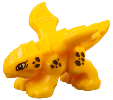 3215pb02 - Dragon, Baby with 4 Feet and Open Wings with Bright Light Yellow Eyes and Reddish Brown Scales Pattern