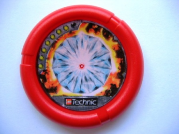 32171pb012 - Throwing Disk with Throwbot Torch / Slizer Fire 7 Pips, LEGO Technic Logo, and Diamond over Lava Pattern