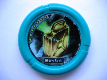 32171pb024 - Throwing Disk with Throwbot Turbo / Slizer City 7 Pips, LEGO Technic Logo, and Fuel Container Pattern