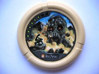 32171pb047 - Throwing Disk with Throwbot Granite / Slizer Rock 6 Pips, LEGO Technic Logo, and Robot Fighting Rock Creature Pattern