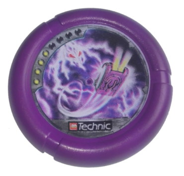 32171pb051 - Throwing Disk with Throwbot Electro / Slizer Energy 4 Pips, LEGO Technic Logo, and Flying Box and Lightning Creature Pattern