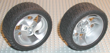 32197c01 - Wheel 81.6 x 34 ZR Three Spoke Swirl, with Black Tire 81.6 x 34 ZR Thin Sporty Tread (32197 / 32196)