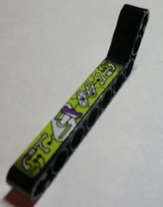 32271pb005L - Technic, Liftarm, Modified Bent Thick 1 x 9 (7 - 3) with Purple, Silver and Lime Gauges and Levers Pattern Model Left (Sticker) - Set 8305