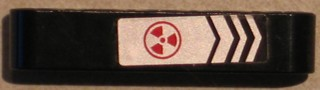 32316pb005 - Technic, Liftarm Thick 1 x 5 with Silver and Black Chevrons and Red Radioctivity Warning Pattern (Sticker) - Set 8106