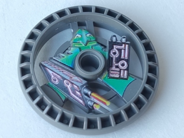 32360pb01 - Technic, Disk 5 x 5 - RoboRider Talisman Wheel, Laser Mold with Robot Pattern