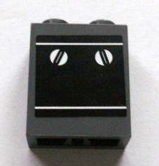 3245bpb20 - Brick 1 x 2 x 2 with Inside Axle Holder with Black Oven with White Controls Pattern (Sticker) - Set 3825