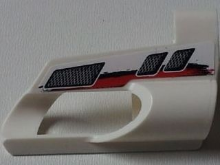 32527pb15 - Technic, Panel Fairing # 5 Small Short, Large Hole, Side A with Vents, Red and Black Stripes Pattern (Sticker) - Set 8262