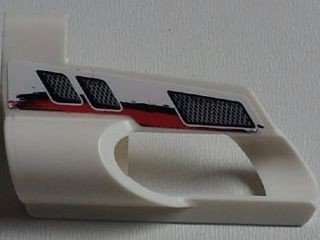 32528pb15 - Technic, Panel Fairing # 6 Small Short, Large Hole, Side B with Vents, Red and Black Stripes Pattern (Sticker) - Set 8262
