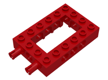 32531c01 - Technic, Brick 4 x 6 Open Center with 2 Fixed Rotatable Friction Pins on End