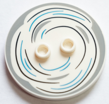 32627pb02 - Tile, Round 4 x 4 with 2 Hollow Studs with Black, Light Bluish Gray and Dark Azure Swirl Pattern