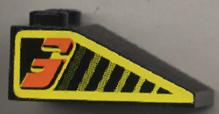 3298pb004 - Slope 33 3 x 2 with Black Stripes and Orange Number 3 on Yellow Pattern Both Sides (Stickers) - Set 8239