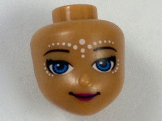 33833 - Mini Doll, Head Friends with Dark Azure Eyes, Closed Mouth Smile and Elves Tribal Pattern (Rosalyn)