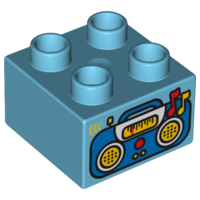 3437pb058 - Duplo, Brick 2 x 2 with Boom Box Radio Pattern