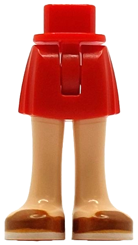 35216ac00pb026 - Mini Doll Hips and Skirt with Molded Light Nougat Legs and Printed Dark Orange Open Top Shoes with White Soles Pattern - Thin Hinge