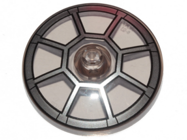 35394pb008 - Dish 4 x 4 Inverted (Radar) with Open Stud with Silver Radial TIE Bomber Cockpit Pattern