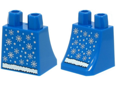 36036pb070 - Lower Body, Skirt with Silver and Bright Light Blue Snowflakes and Stars and White Fur Trim Pattern (BAM)